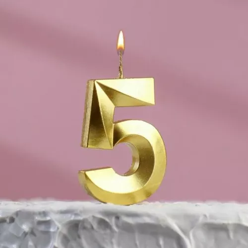 Свеча цифра "5" Грань, золото фото 2 Свеча цифра "5" Грань, золото фото 2