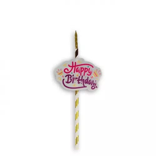 Топпер-свеча "Happy Birthday хлопушка" с подсветкой