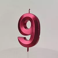 Свеча цифра "9", красная