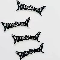 Набор зеркальных акриловых топперов "Halloween" надпись, черный