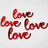 Набор зеркальных топперов "LOVE" красный, 4 шт