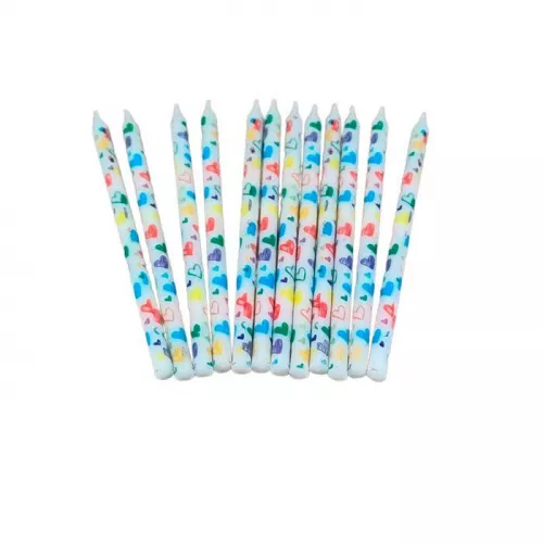 Свечи в торт "С сердечками", 12шт, 12,5см