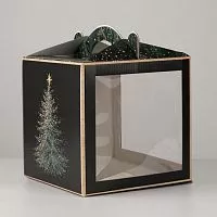 Коробка-сундук с окном "Новогодняя посылка" 20*20*20см