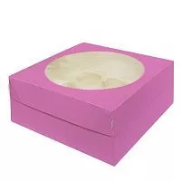 Коробка для 9 капкейков Pro, розовая 25,3*25,3*10см