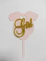 Зеркальный акриловый топпер "Girl", цветной