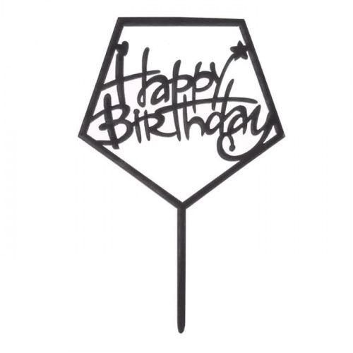 Топпер акрил. "Happy Birthday квадрат" черный Топпер акрил. "Happy Birthday квадрат" черный