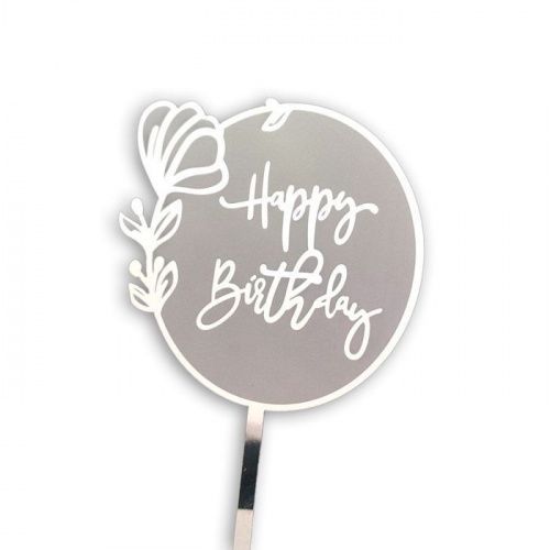 Топпер Круг "Happy Birthday" прозрачный